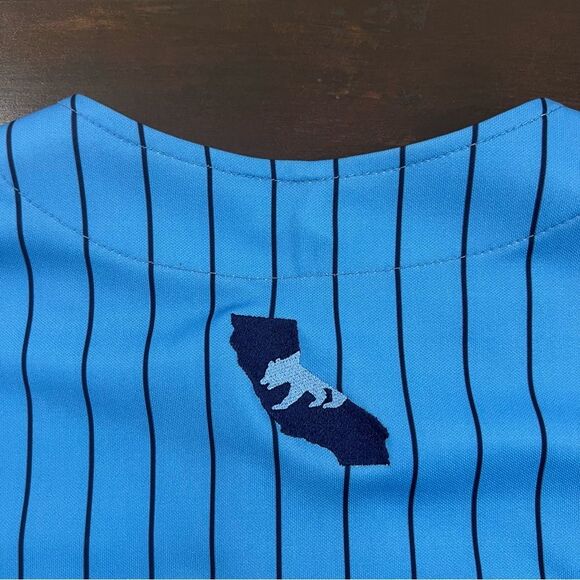 ZT prospects baseball Blue Striped full button Jersey CA old school - Picture 6 of 16